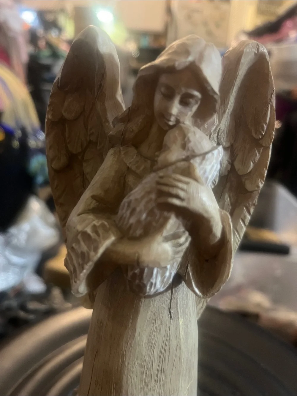 Loving Protection Angel Figurine - Cream Home Accent 9”tall Solid 393